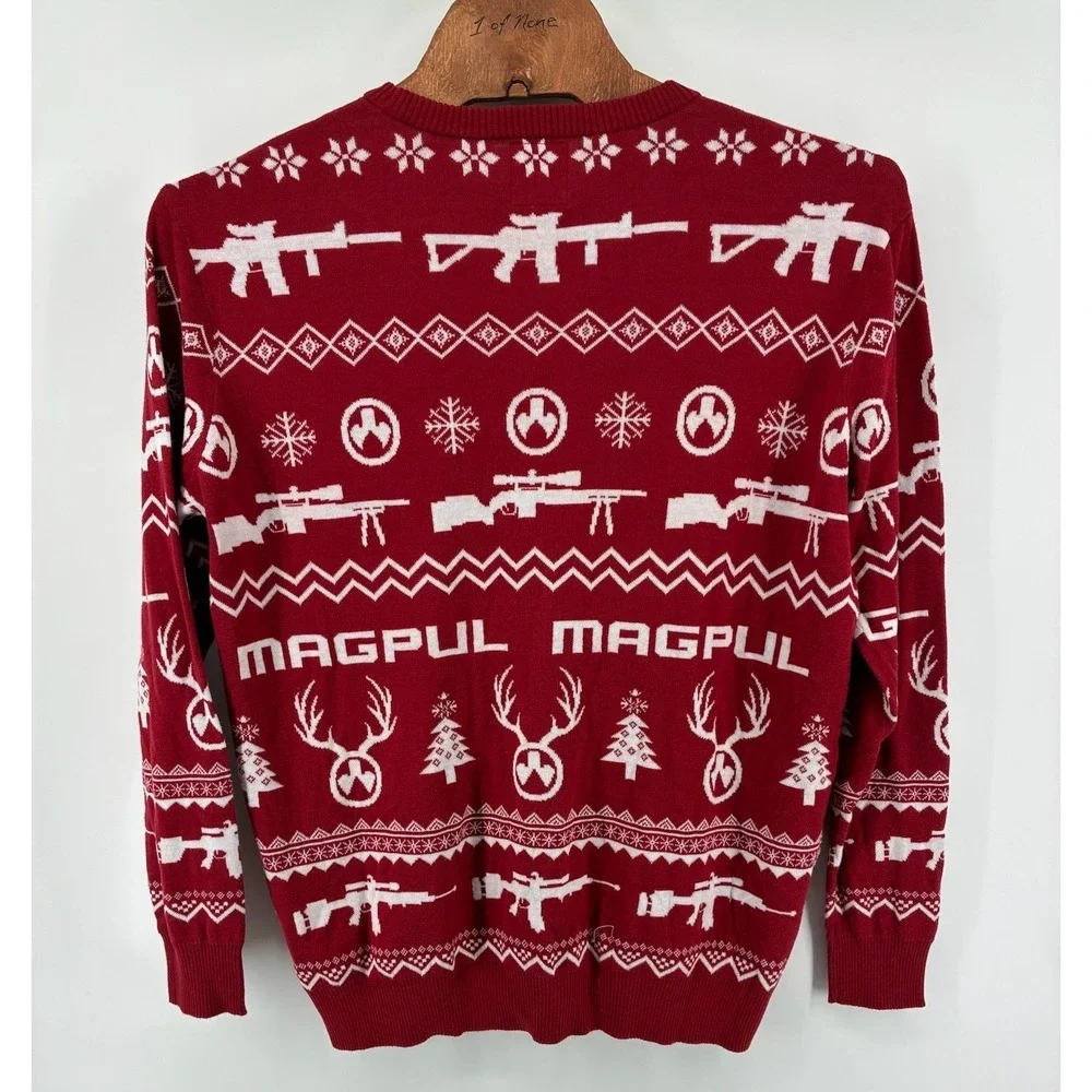 Magpul Industries Mens 2X Ugly Christmas Sweater Red White Tactical Rifle Antler